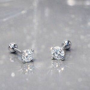 Moissanite stud earrings screw back silver short post EM012-0.2ct-6mm